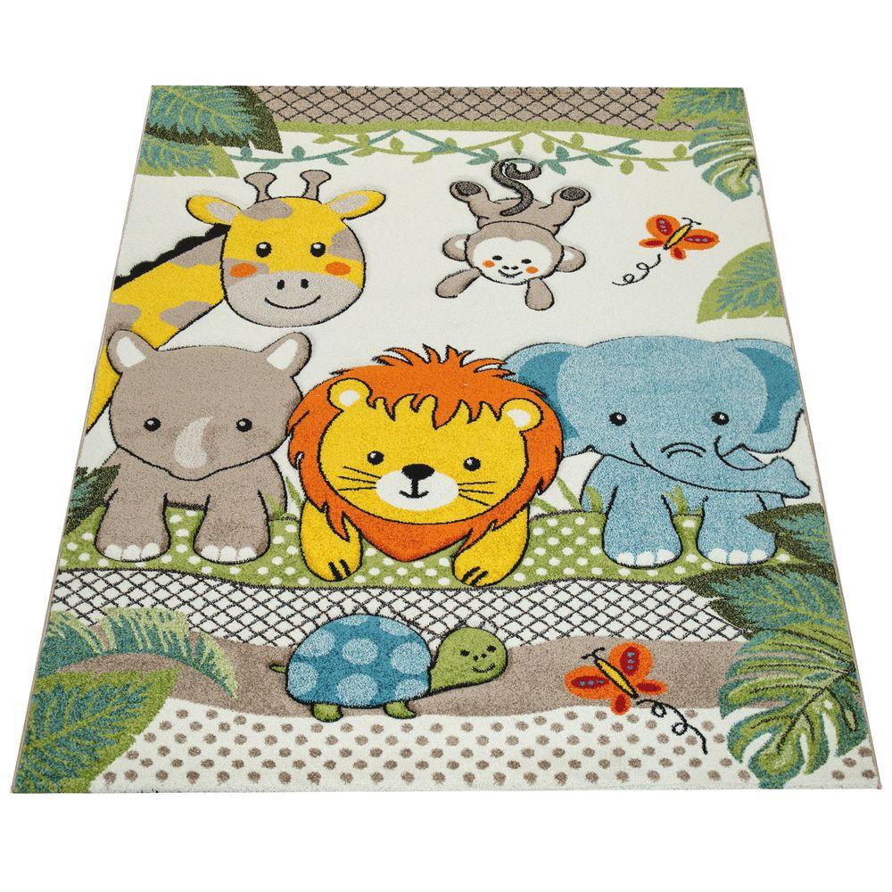 Kurzflor Kinderteppich Dschungeltiere Unisex  140x200 cm von Paco Home