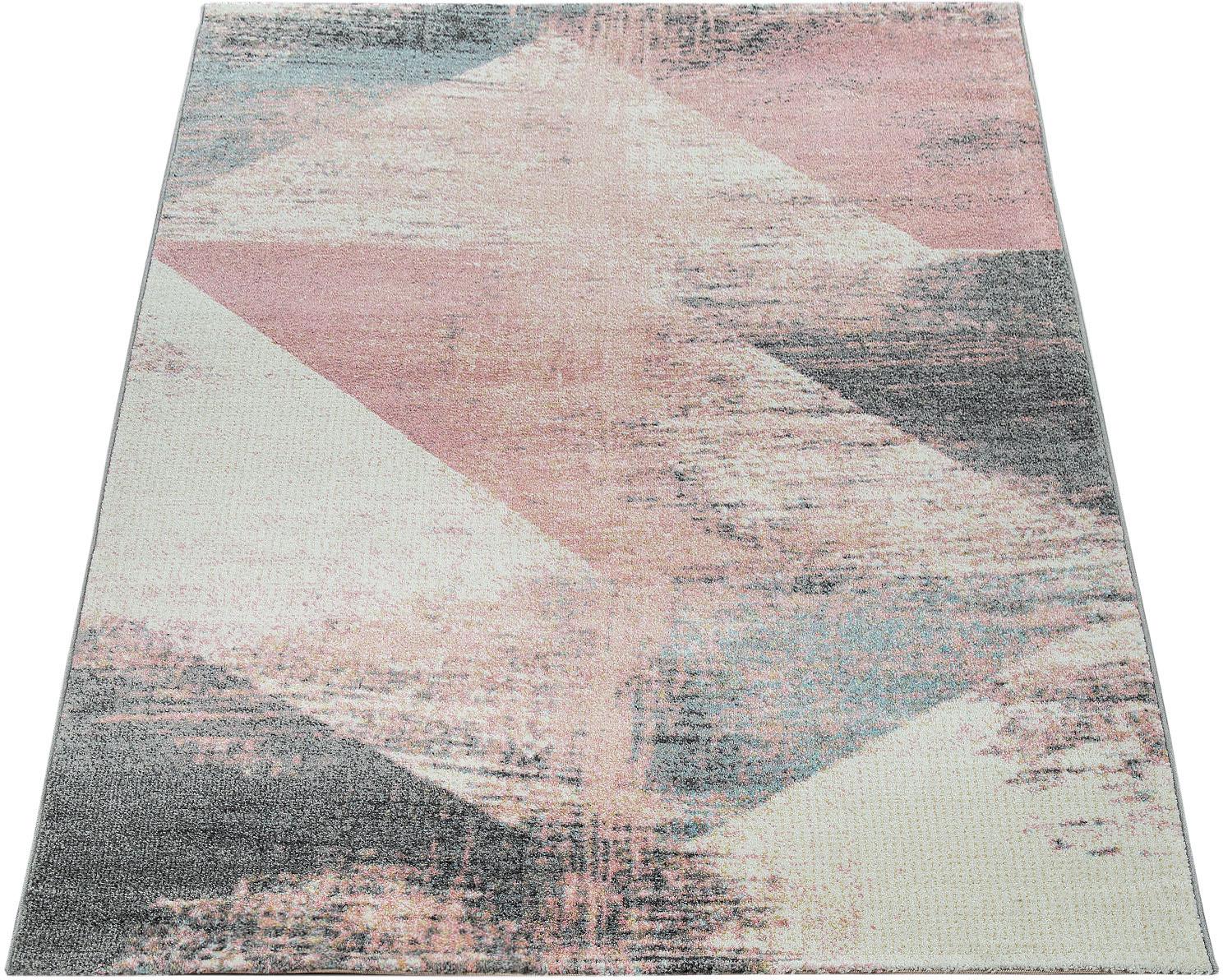 Paco Home Teppich »Mero 102«, rechteckig, 16 mm Höhe, Kurzflor, modernes Design, Pastell-Farben, Used-Optik von PACO HOME