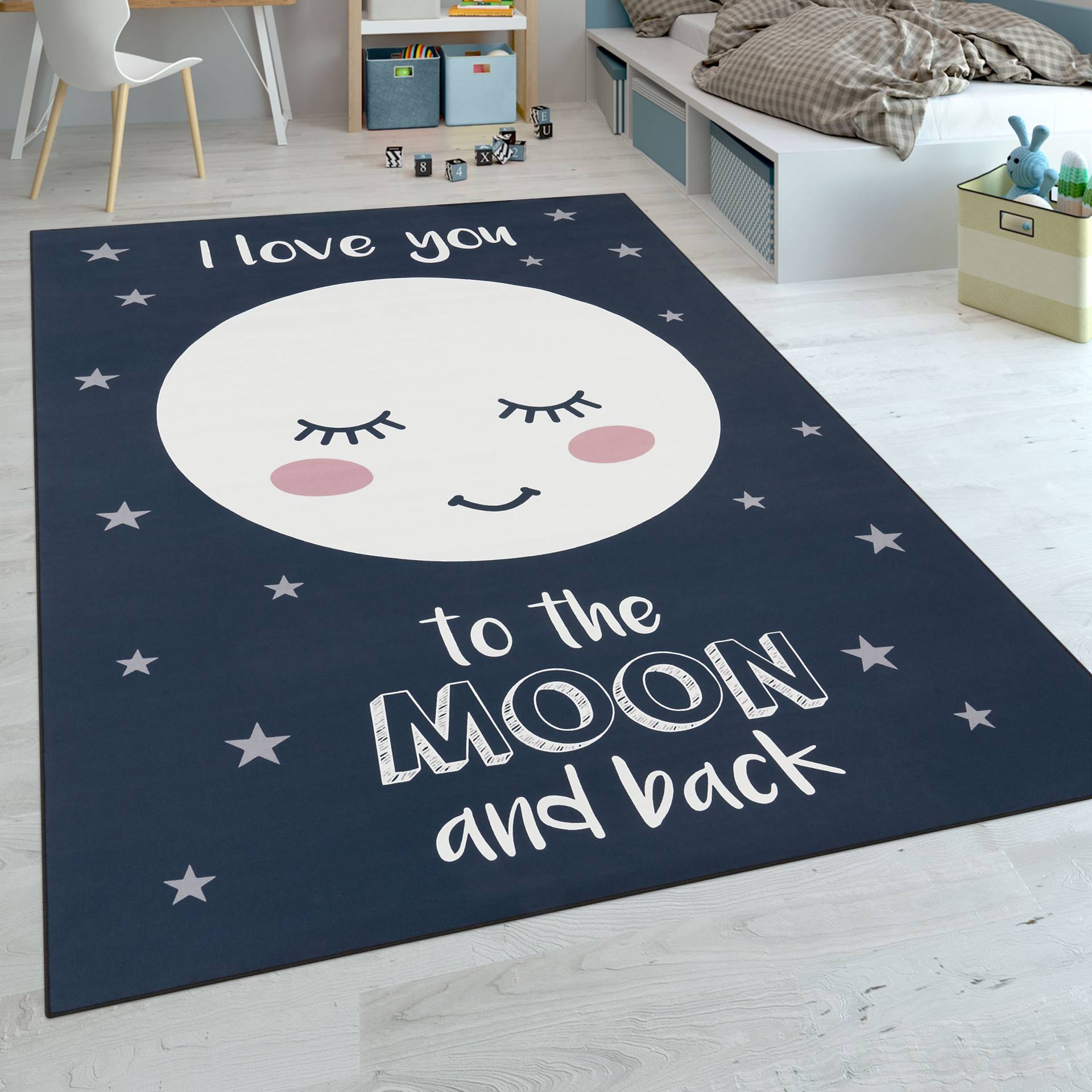 Paco Home Kinderteppich »Aleyna 103«, rechteckig, Kinder Design, niedliches Mond Motiv mit Schriftzug, Kinderzimmer von PACO HOME