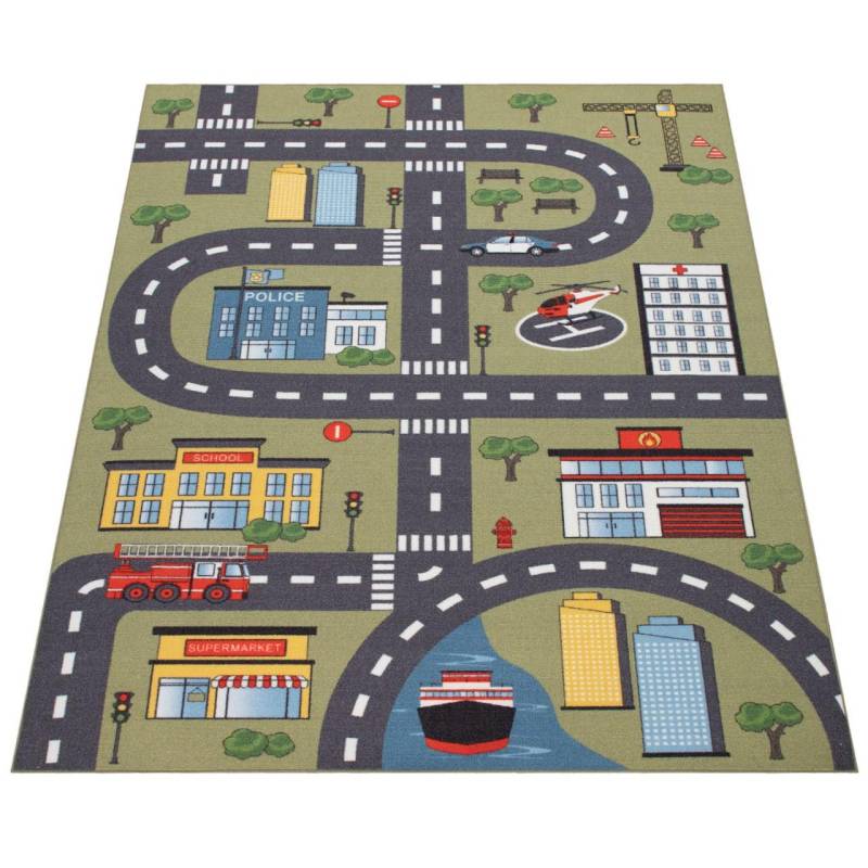 Teppich Für Kinderzimmer, Spielteppich Autos, Straßen Motiv Unisex  160 cm von Paco Home