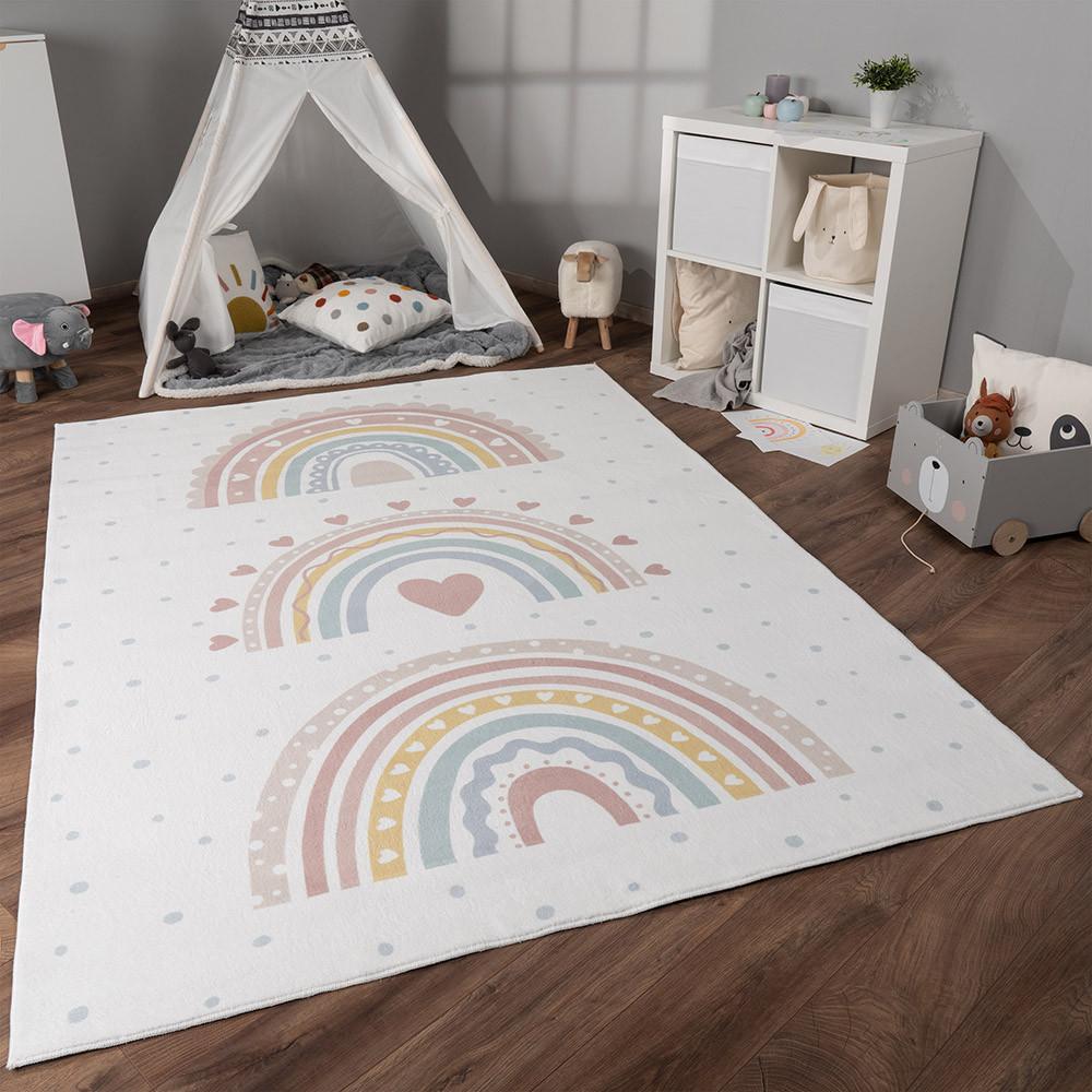Teppich Kinderzimmer Regenbogen Rutschfest Unisex  140x200 cm von Paco Home