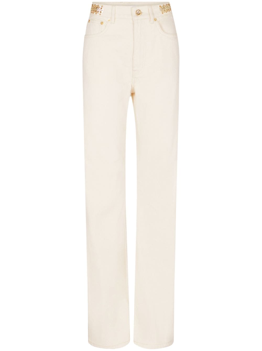 Rabanne Disc-embellished straight-leg trousers - White von Rabanne
