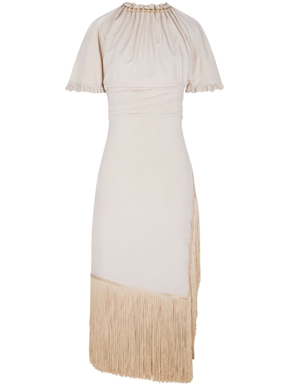 Rabanne bead-embellished fringed midi dress - Neutrals von Rabanne