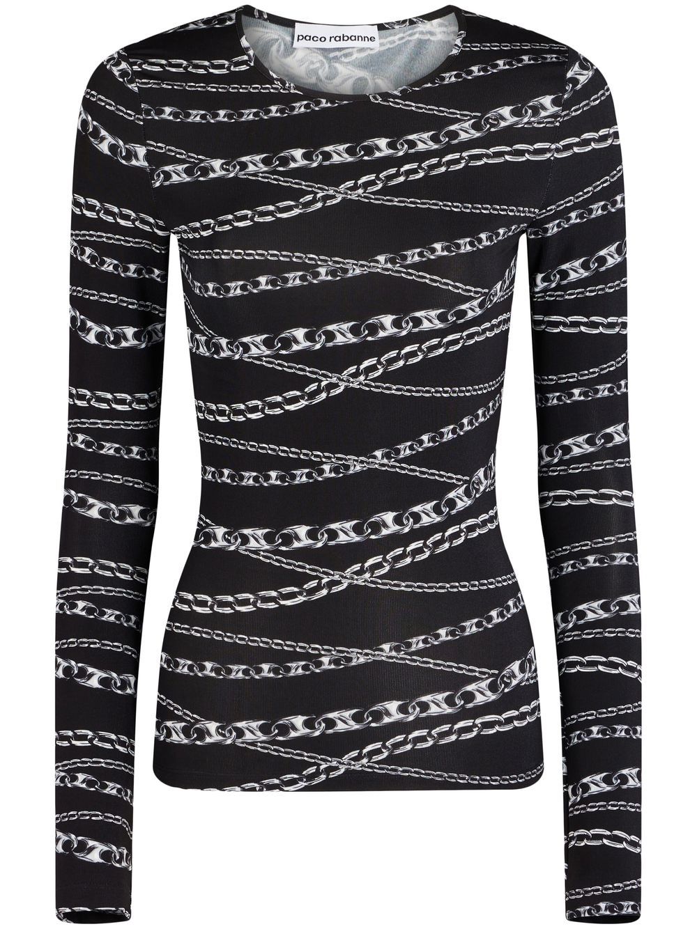 Rabanne chain-print long-sleeve top - Black von Rabanne