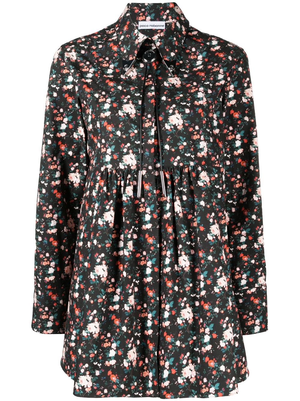 Rabanne embellished floral-print shirt dress - Black von Rabanne