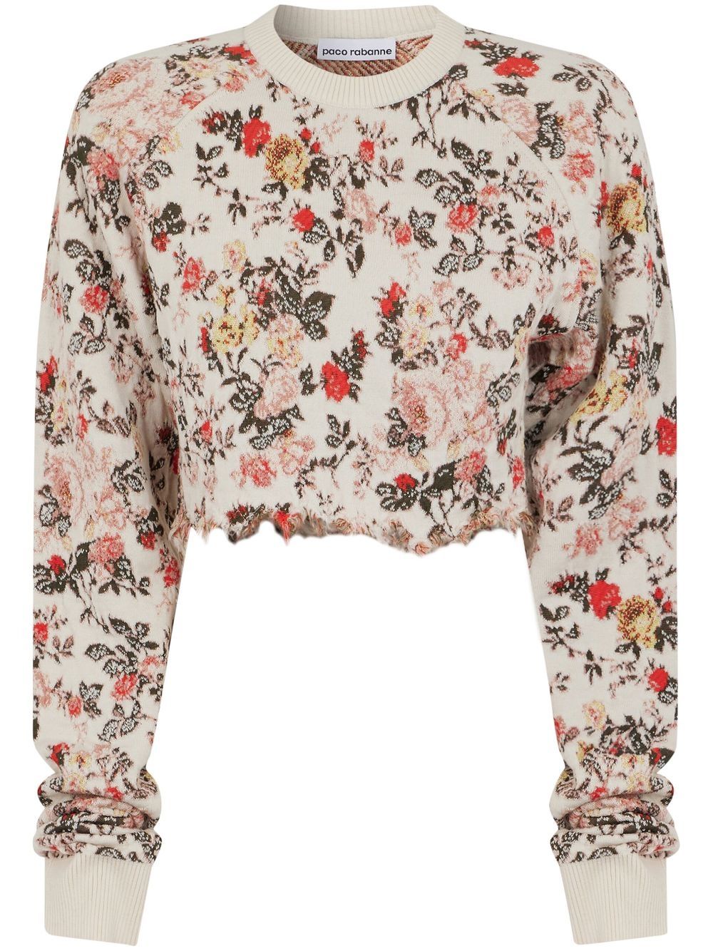 Rabanne floral-print cropped sweatshirt - Neutrals von Rabanne