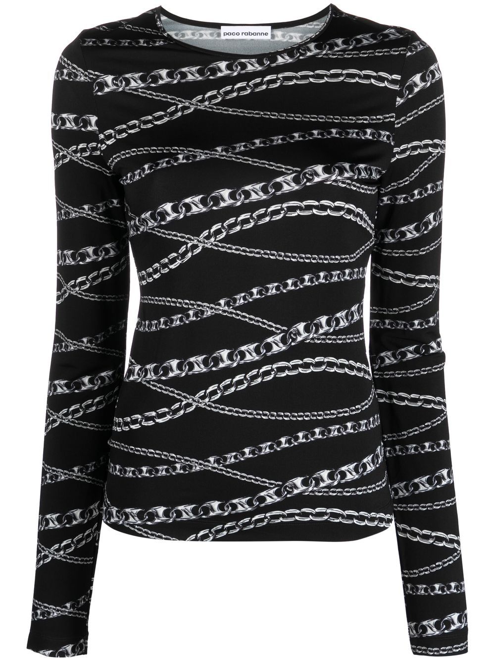 Rabanne graphic-print long-sleeve top - Black von Rabanne