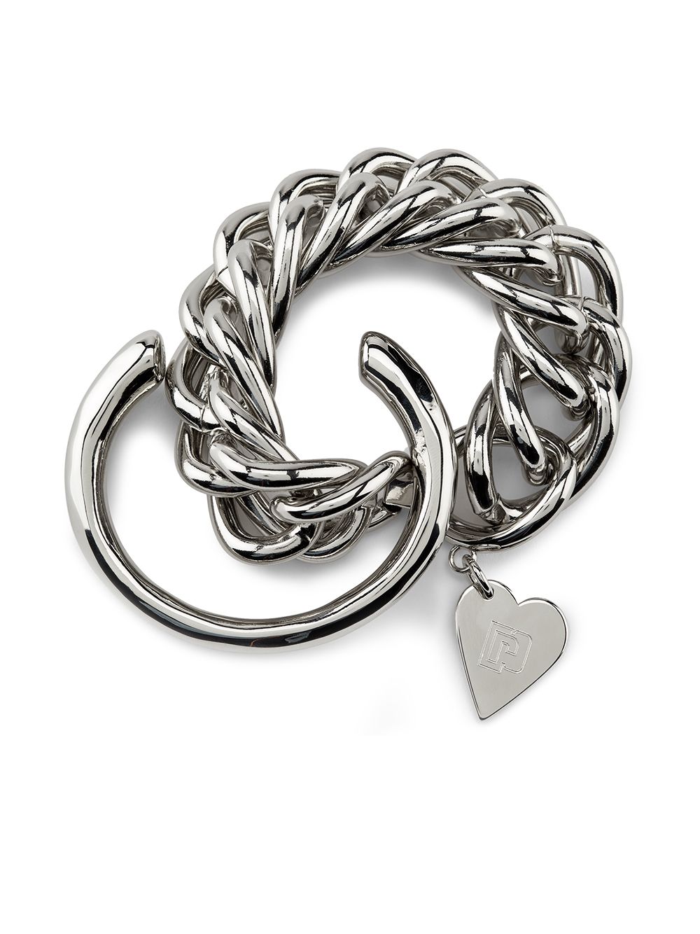 Rabanne heart-pendant chain-link bracelet - Silver von Rabanne