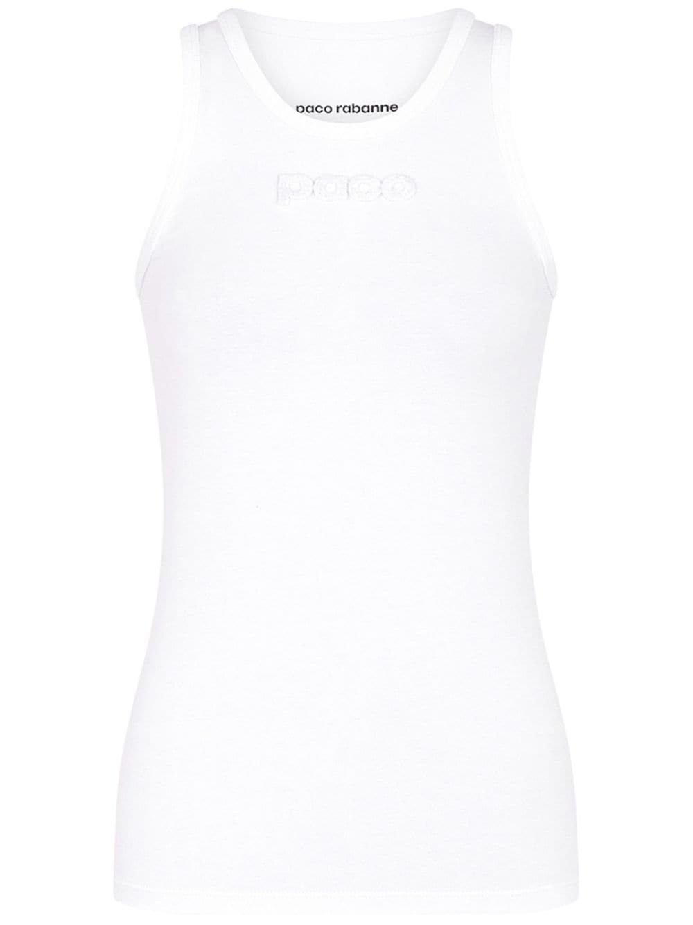 Rabanne logo-devoré cotton tank top - White von Rabanne