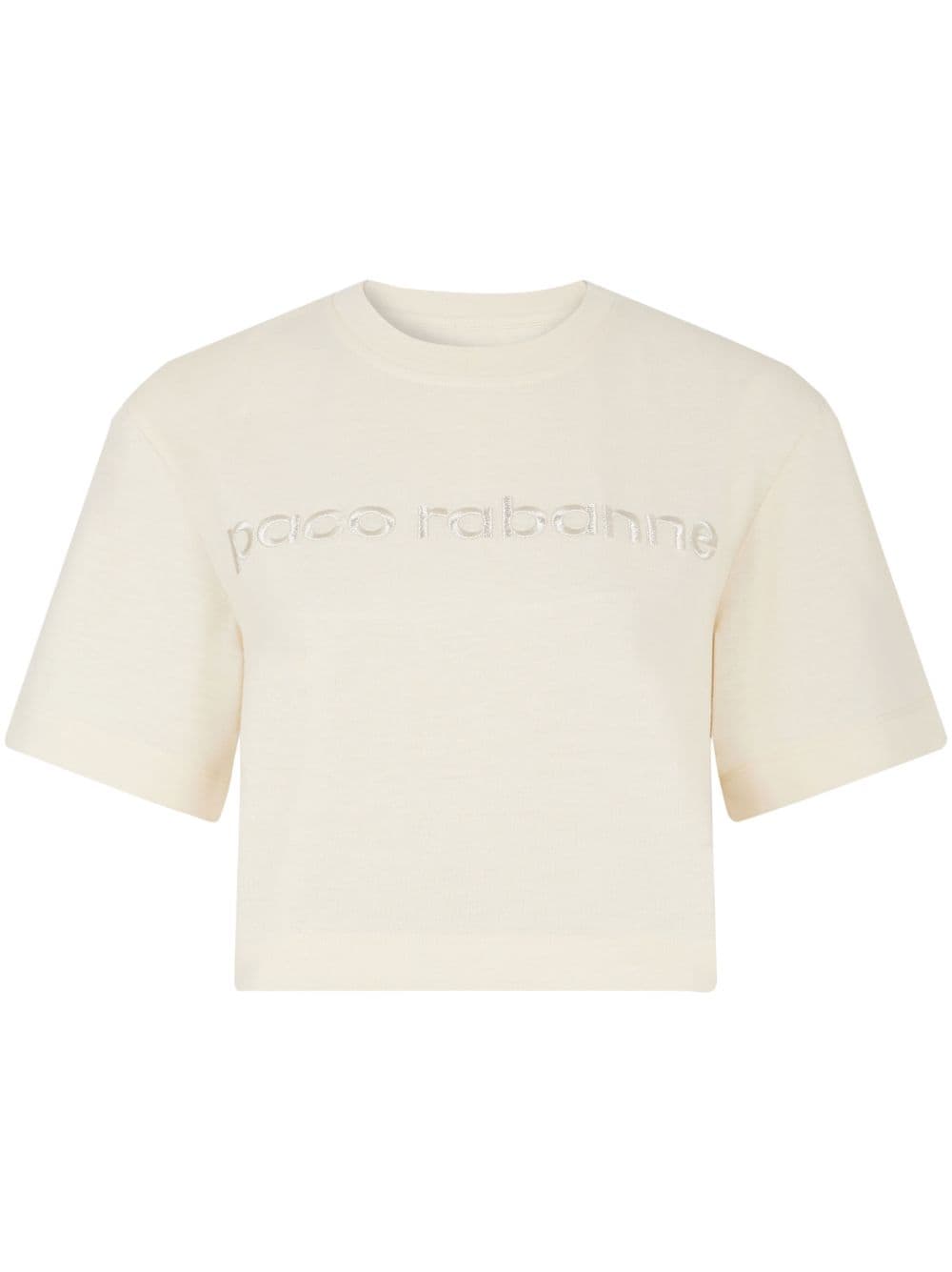 Rabanne logo-embroidered cropped T-shirt - Neutrals von Rabanne