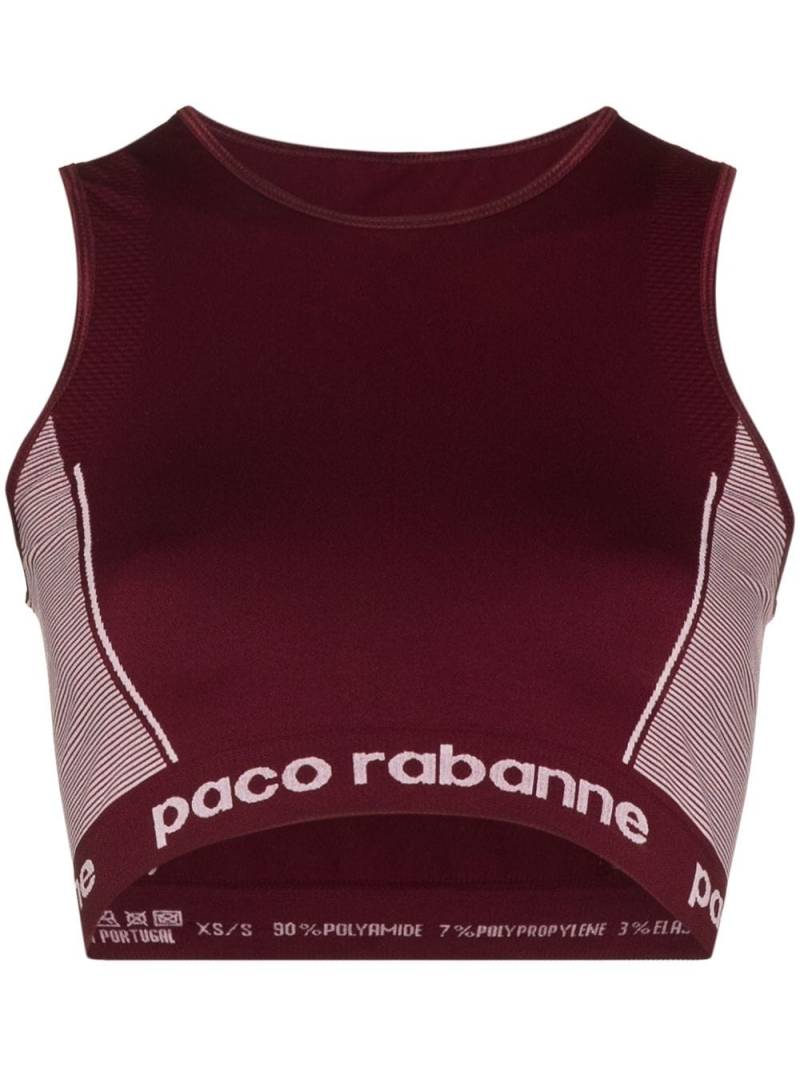 Rabanne logo waistband sports bra - Red von Rabanne