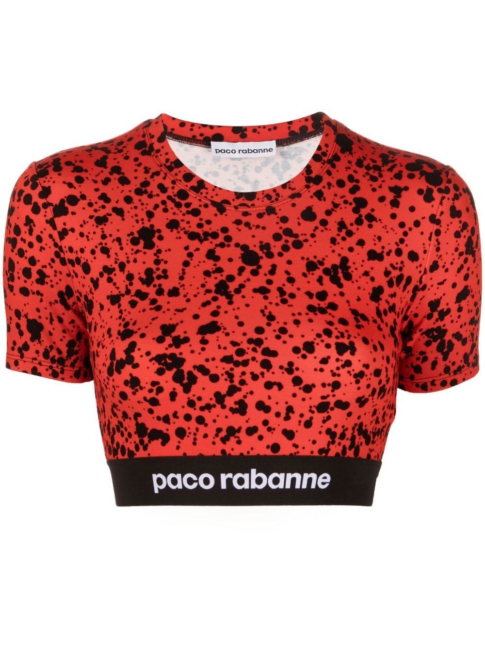 Rabanne paint-splatter print jersey crop top - Red von Rabanne