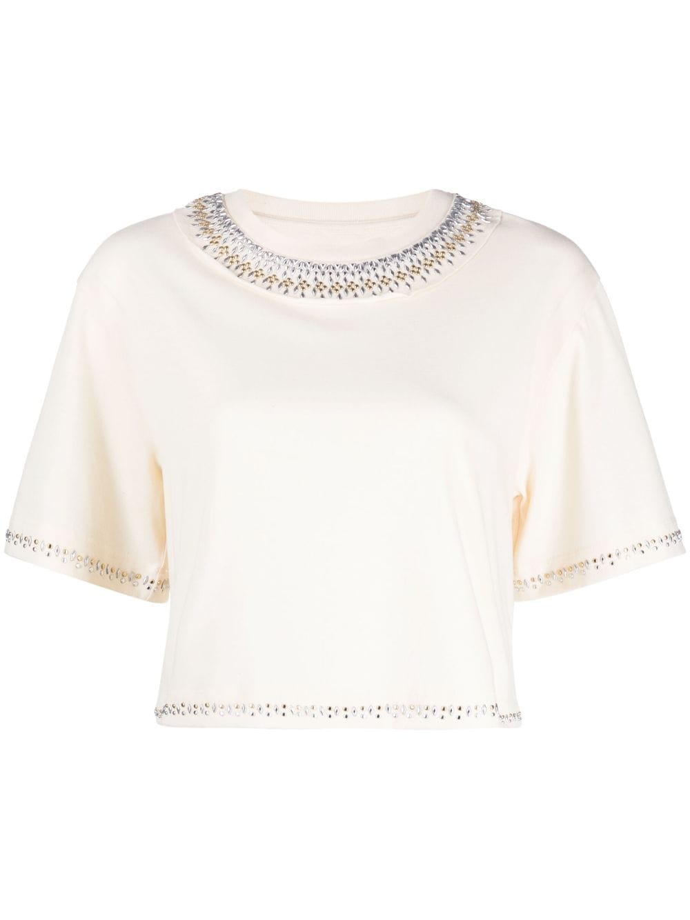 Rabanne stud-detail cropped T-shirt - Neutrals von Rabanne