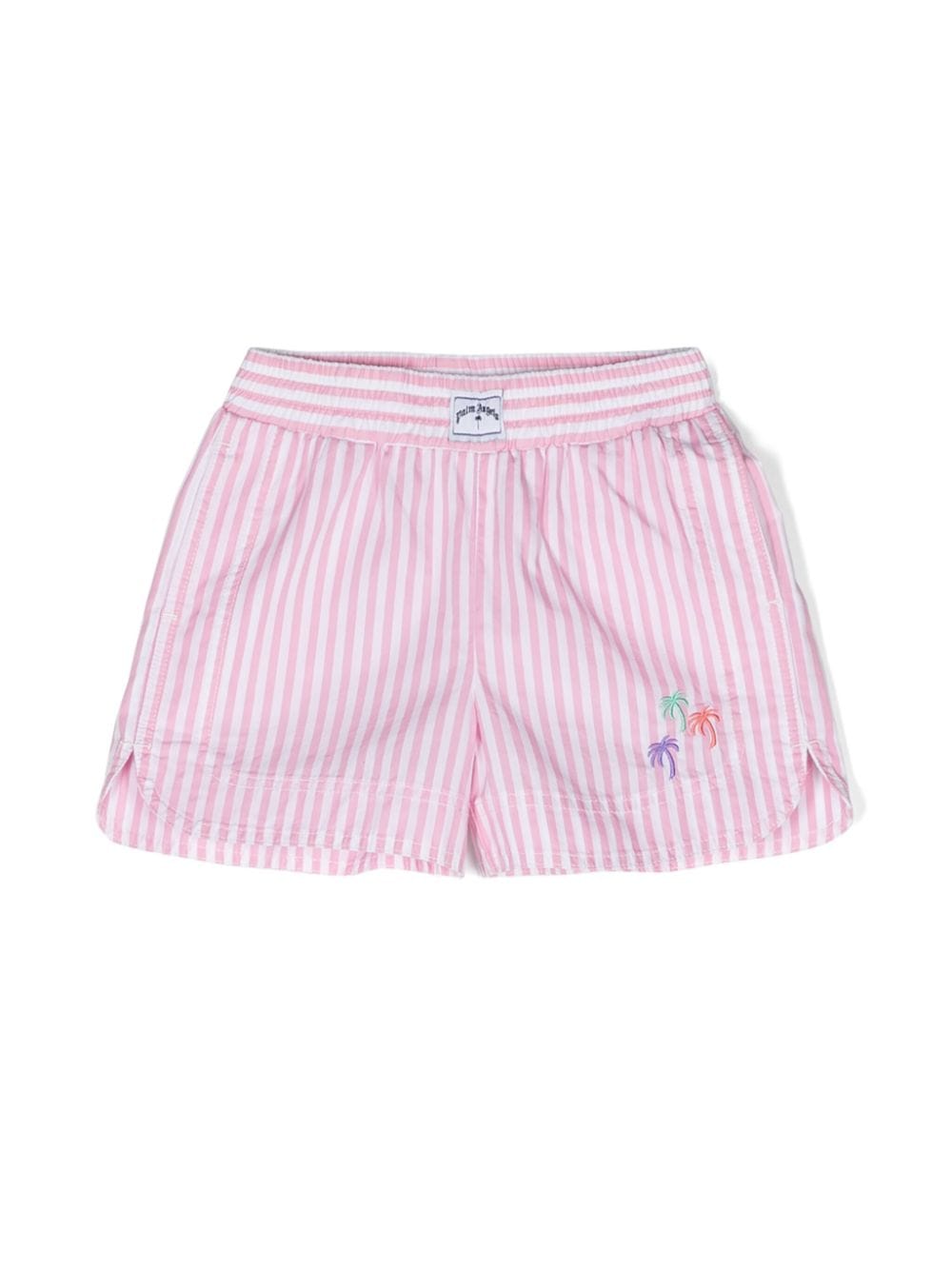 Palm Angels Kids 3 Palms-embroidered striped shorts - Pink von Palm Angels Kids