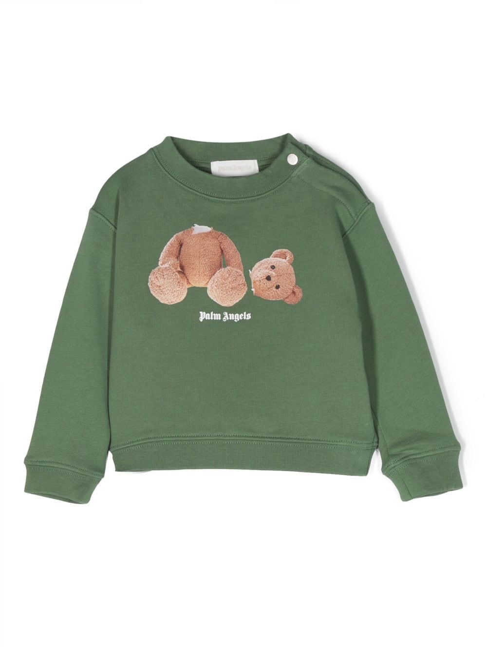 Palm Angels Kids Bear graphic-print cotton sweatshirt - Green von Palm Angels Kids