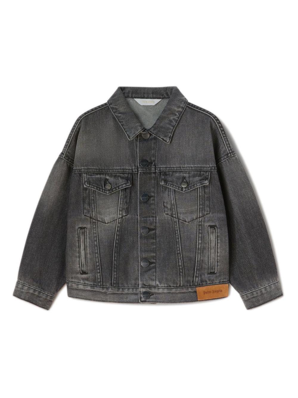 Palm Angels Kids Flames washed denim jacket - Black von Palm Angels Kids