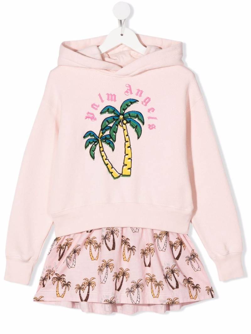 Palm Angels Kids palm-embroidered hoodie dress - Pink von Palm Angels Kids
