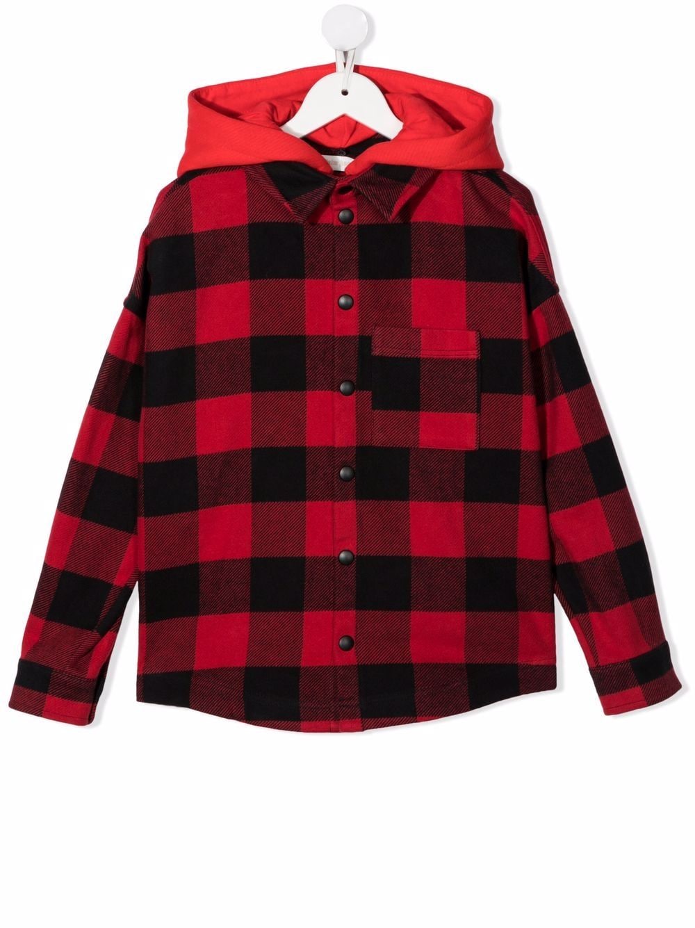 Palm Angels Kids check-print hooded overshirt - Red von Palm Angels Kids