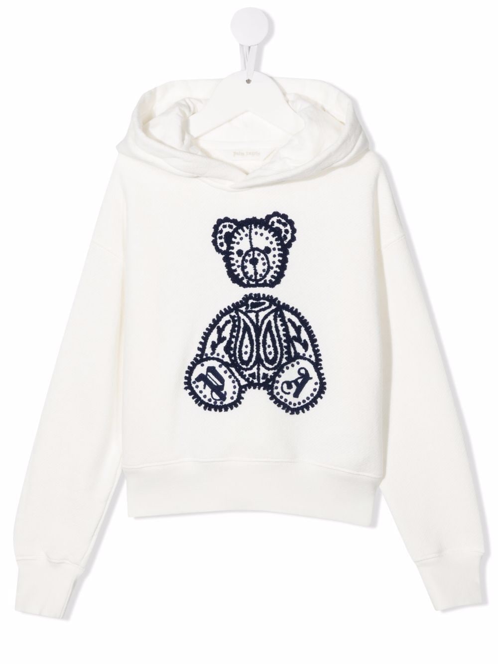Palm Angels Kids embroidered teddy-motif hoodie - White von Palm Angels Kids