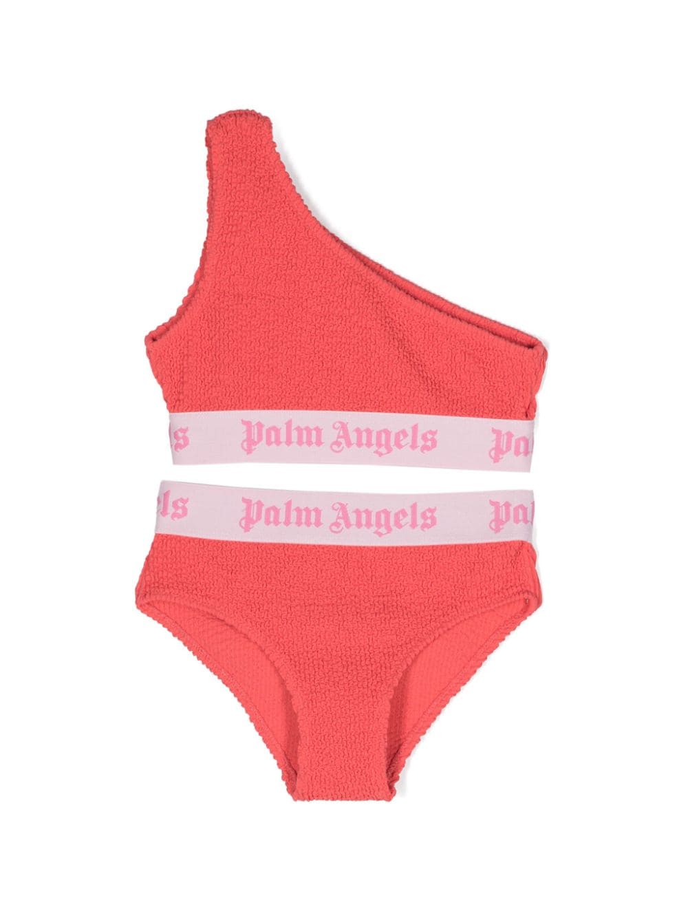 Palm Angels Kids logo-tape one-shoulder bikini - Pink von Palm Angels Kids