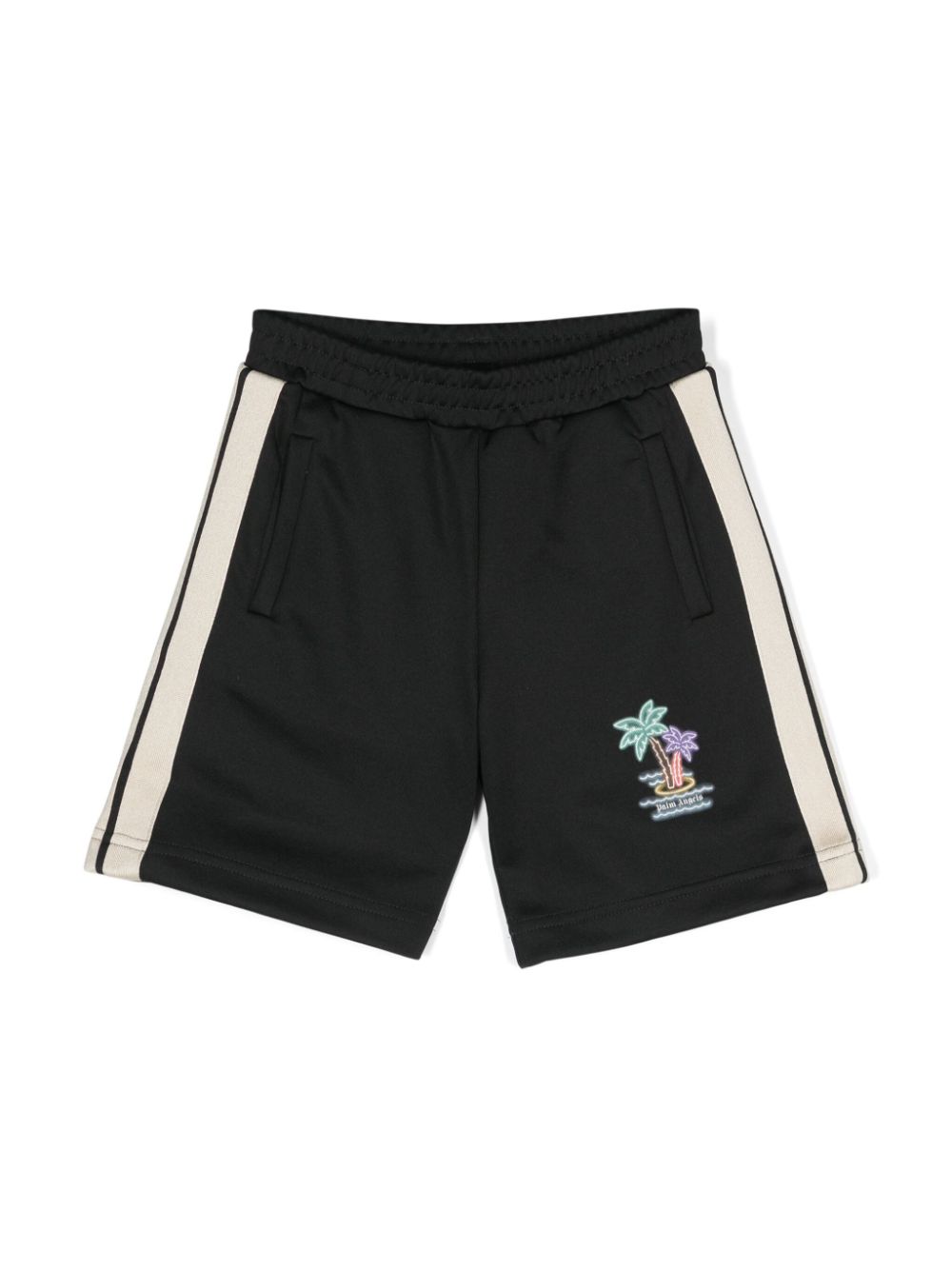 Palm Angels Kids Neon Palms jersey shorts - Black von Palm Angels Kids