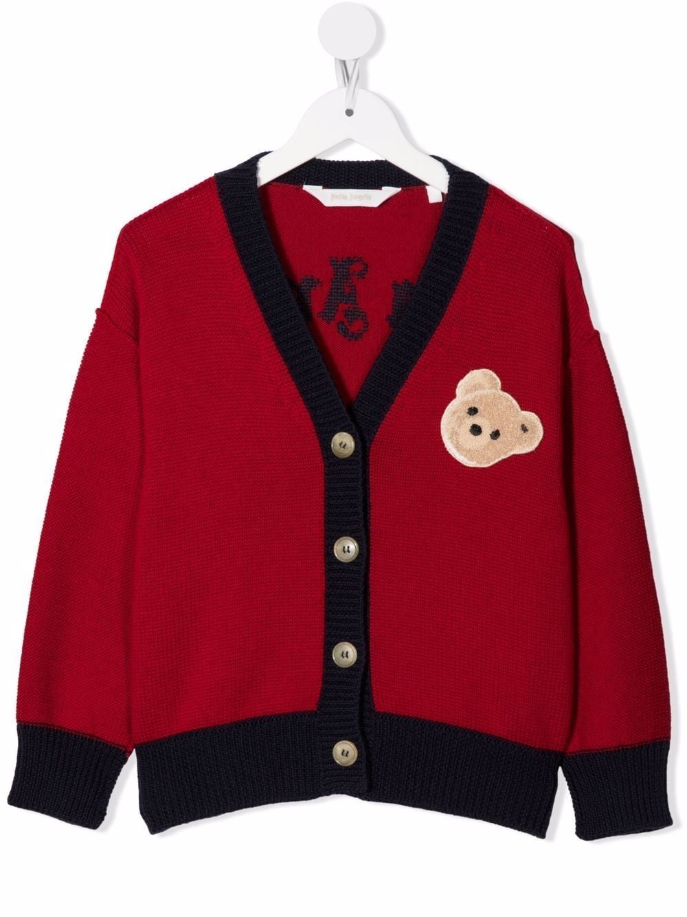 Palm Angels Kids intarsia-knit V-neck cardigan - Red von Palm Angels Kids