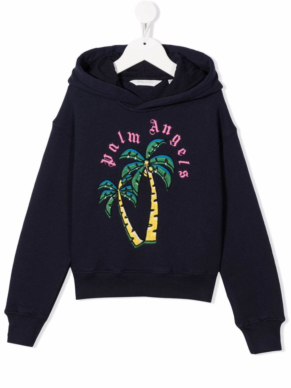 Palm Angels Kids palm-tree embroidered cotton hoodie - Blue von Palm Angels Kids
