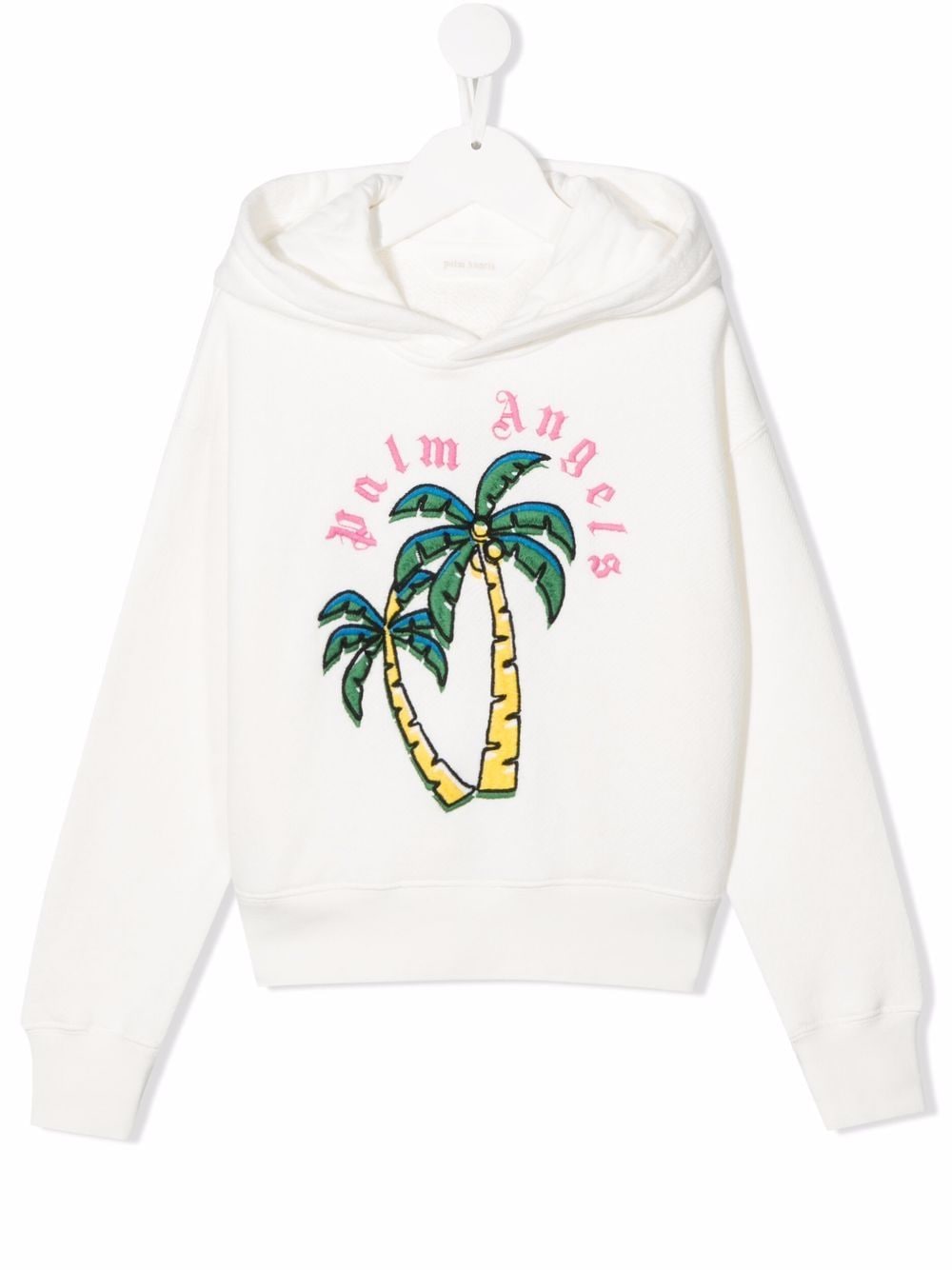 Palm Angels Kids palm-tree embroidered cotton hoodie - White von Palm Angels Kids
