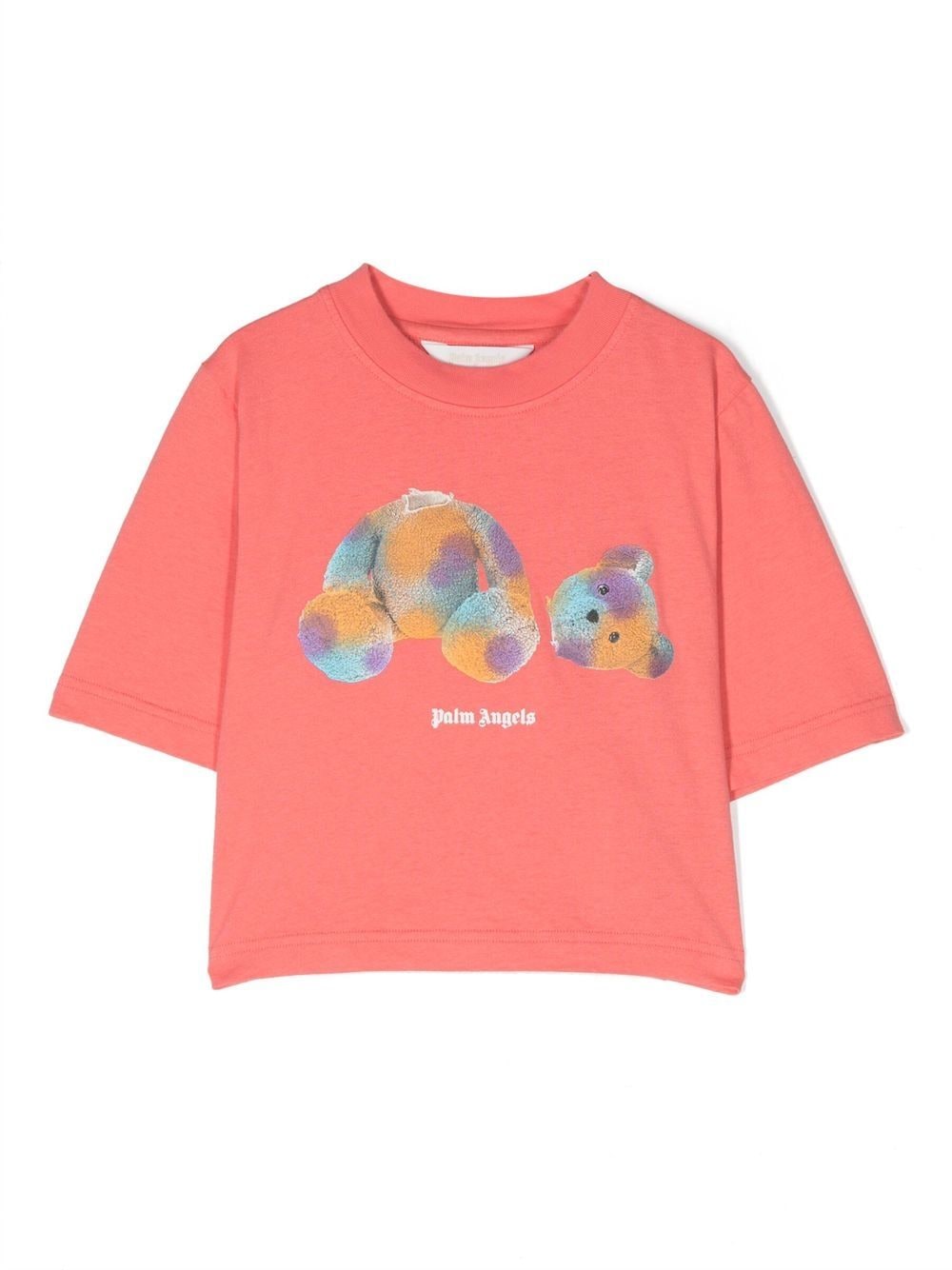 Palm Angels Kids Teddy Bear-print cropped T-shirt - Pink von Palm Angels Kids