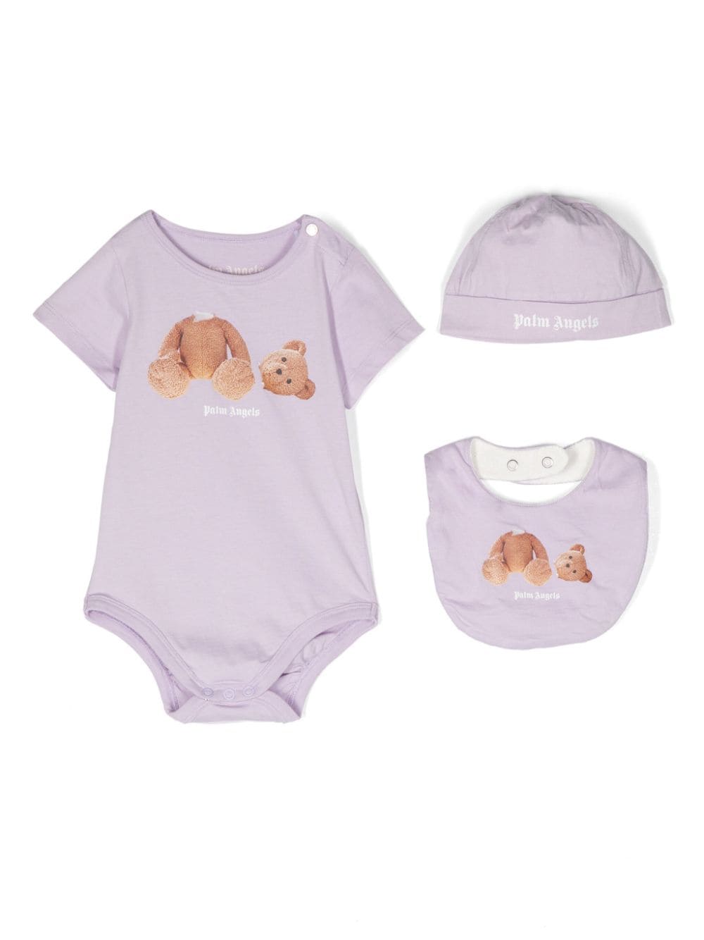 Palm Angels Kids Broken Bear babygrow set - Purple von Palm Angels Kids