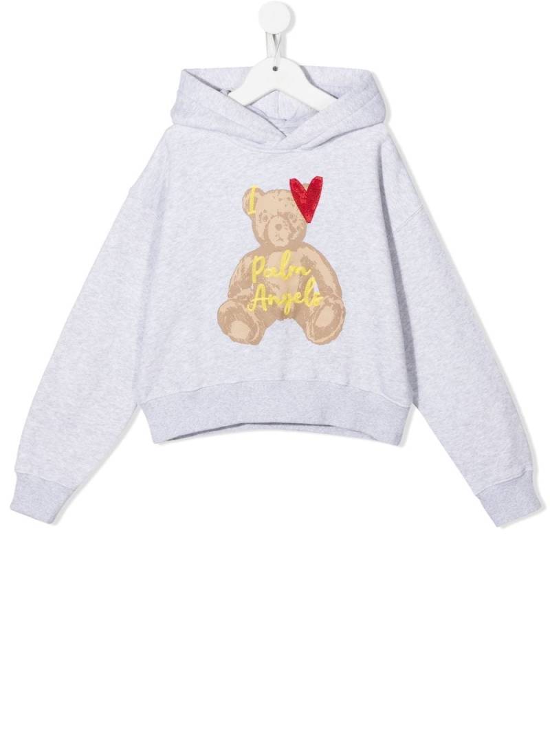 Palm Angels Kids embroidered-logo cotton hoodie - Grey von Palm Angels Kids