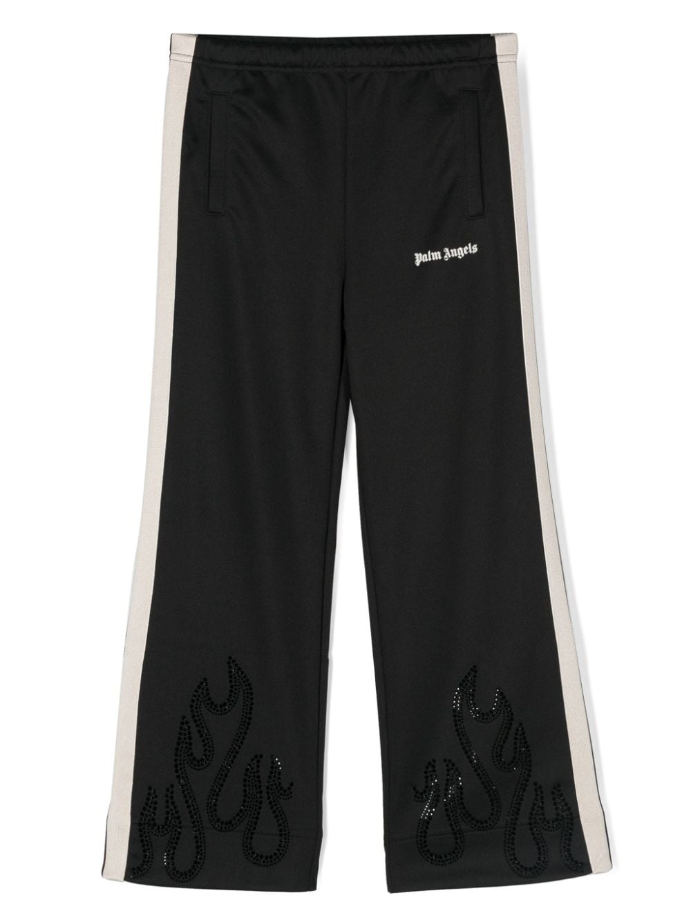 Palm Angels Kids Flames strass-embellished track pants - Black von Palm Angels Kids