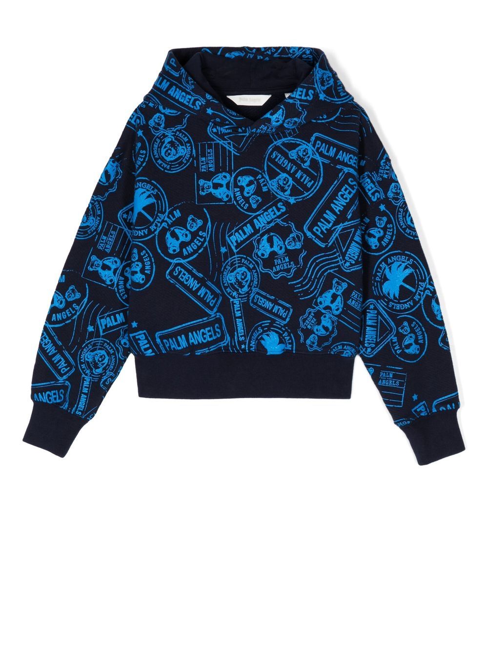 Palm Angels Kids graphic-print cotton hoodie - Blue von Palm Angels Kids