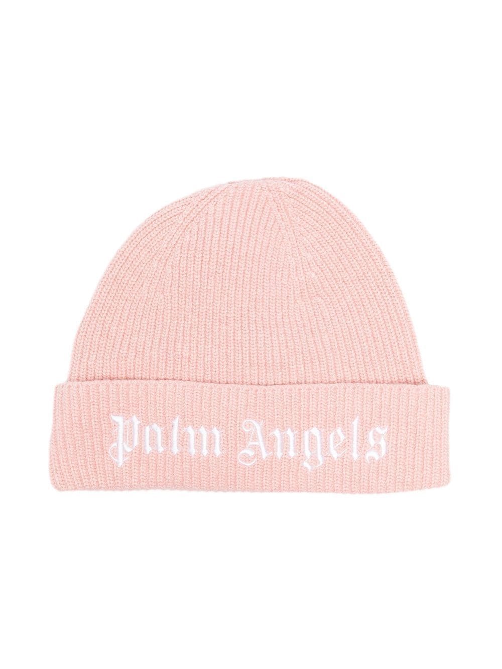 Palm Angels Kids logo-embroidered knit hat - Pink von Palm Angels Kids
