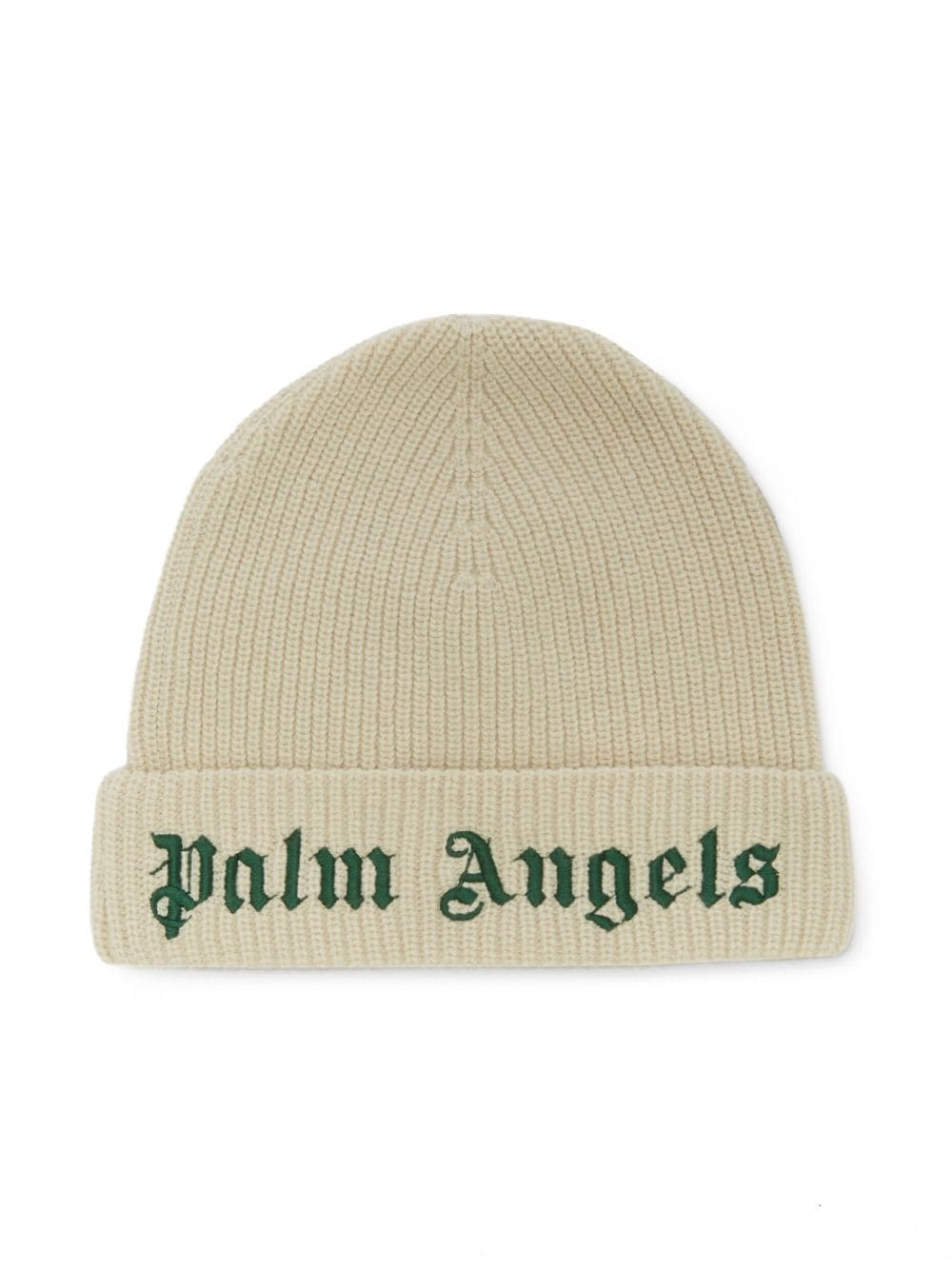 Palm Angels Kids logo-embroidered turn-up beanie - Neutrals von Palm Angels Kids