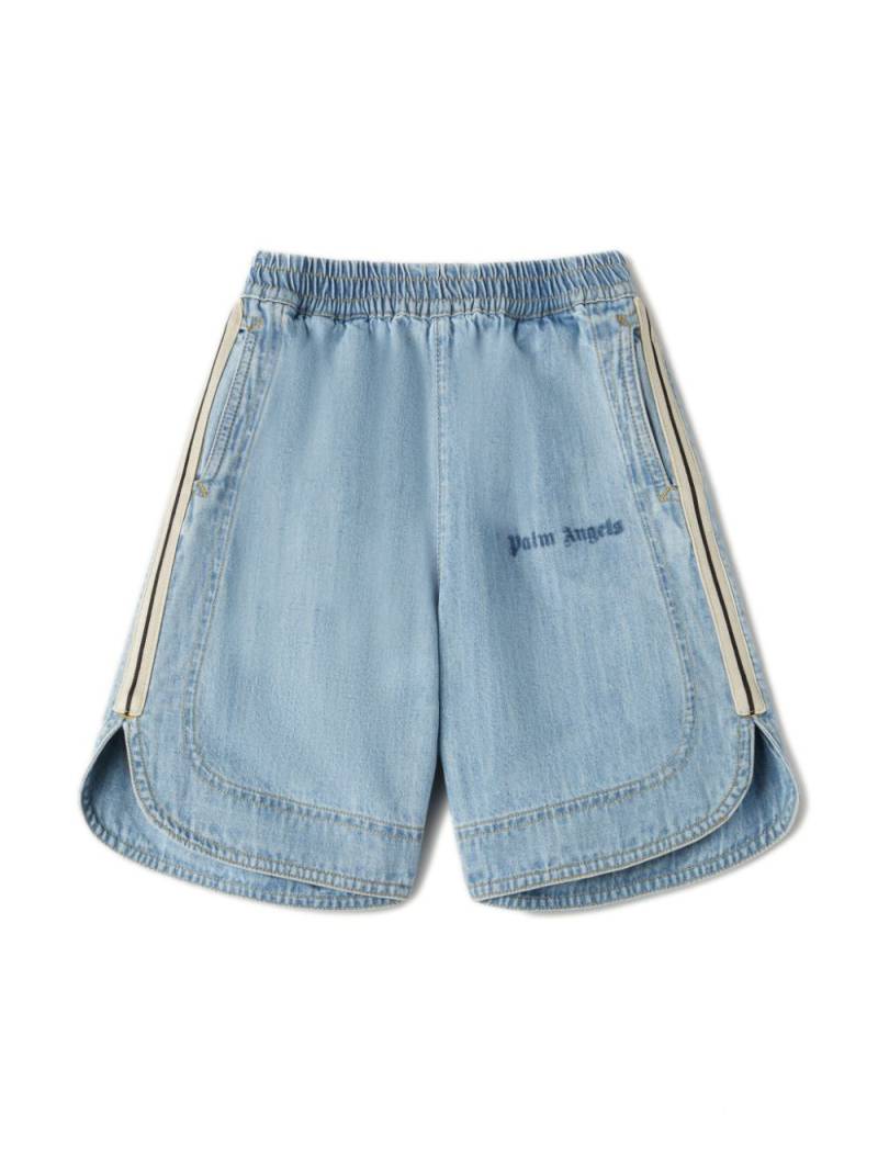 Palm Angels Kids chambray track shorts - Blue von Palm Angels Kids