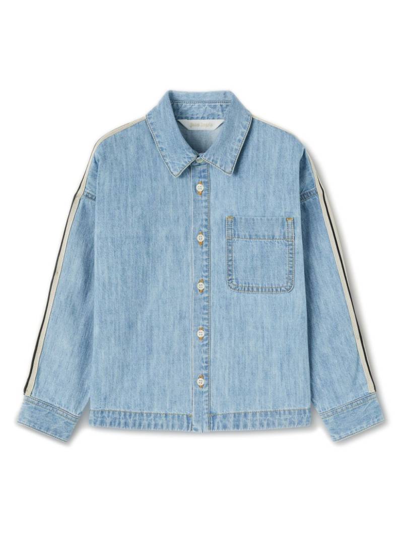 Palm Angels Kids Overlogo chambray track shirt - Blue von Palm Angels Kids