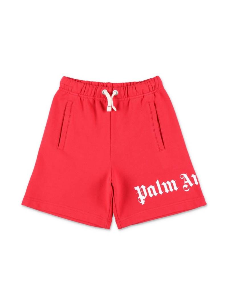 Palm Angels Kids logo-print cotton shorts - Red von Palm Angels Kids