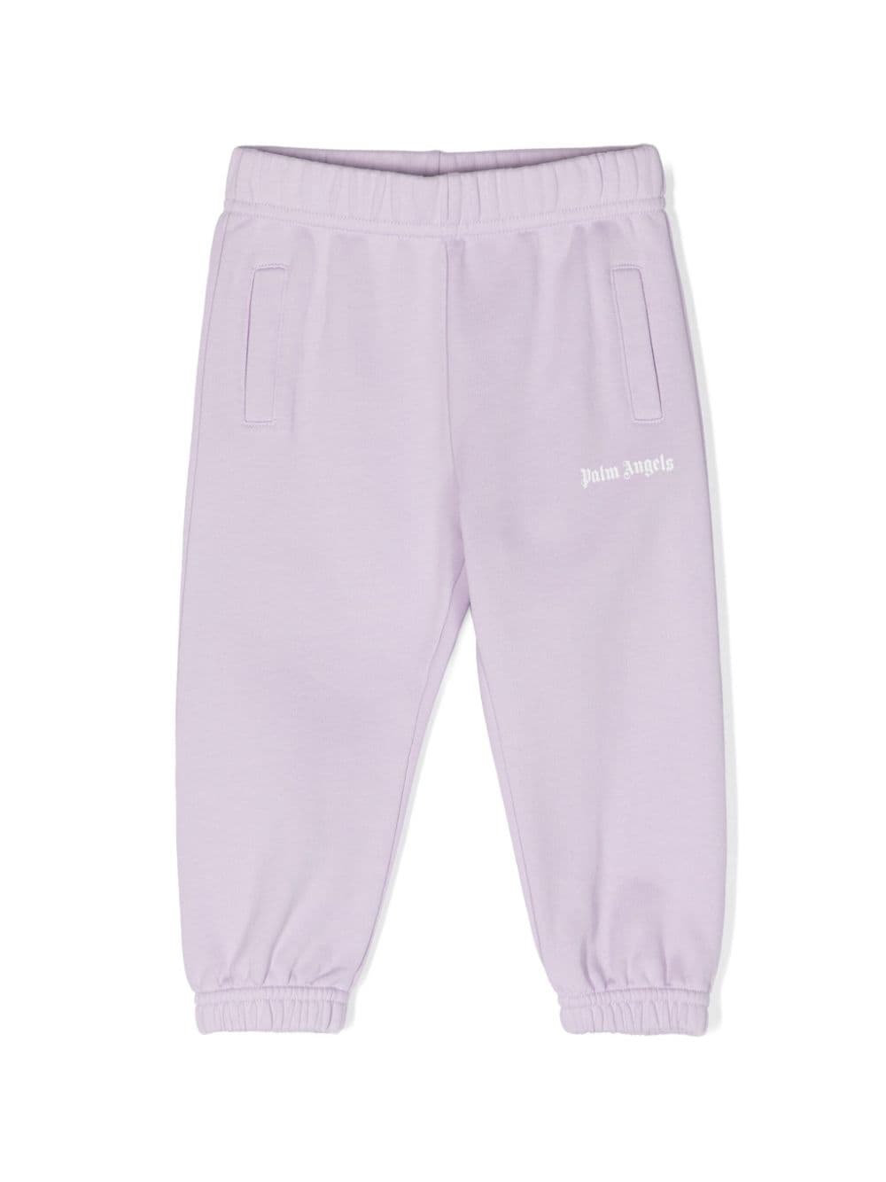 Palm Angels Kids logo-print cotton track pants - Purple von Palm Angels Kids