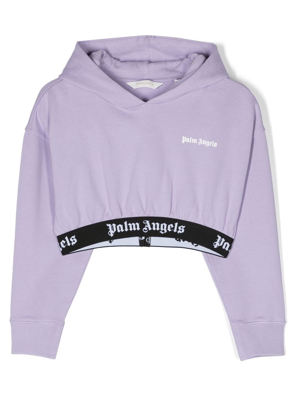 Palm Angels Kids logo-print cropped hoodie - Purple von Palm Angels Kids