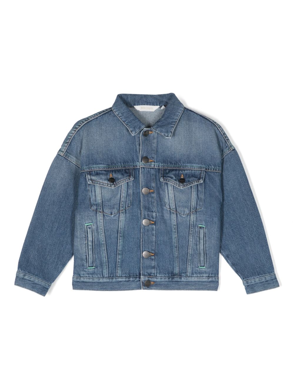 Palm Angels Kids logo-print denim jacket - Blue von Palm Angels Kids