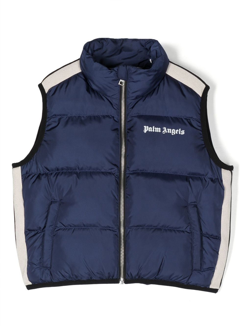 Palm Angels Kids logo-print padded gilet - Blue von Palm Angels Kids