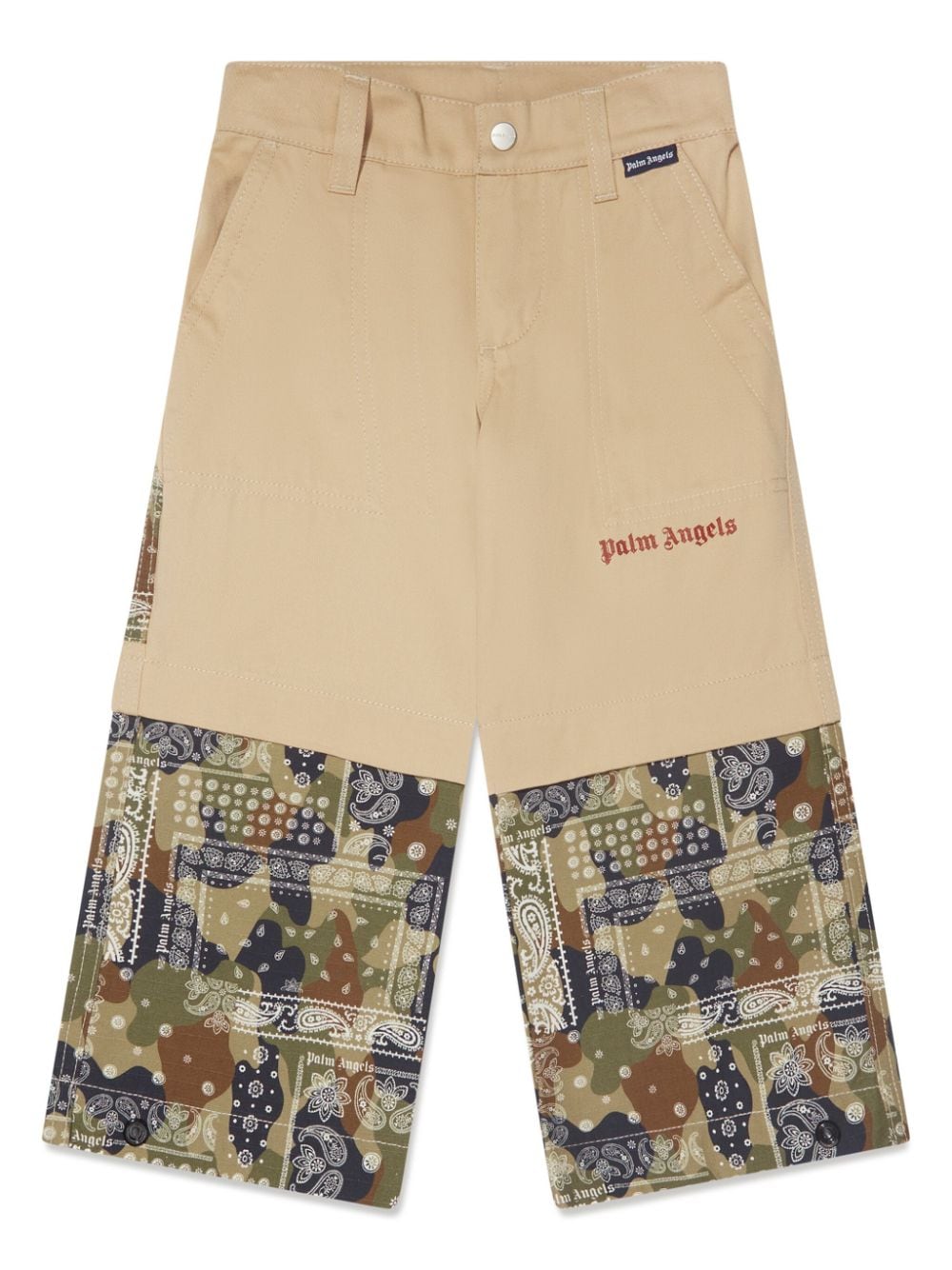 Palm Angels Kids logo-print panelled cotton trousers - Neutrals von Palm Angels Kids