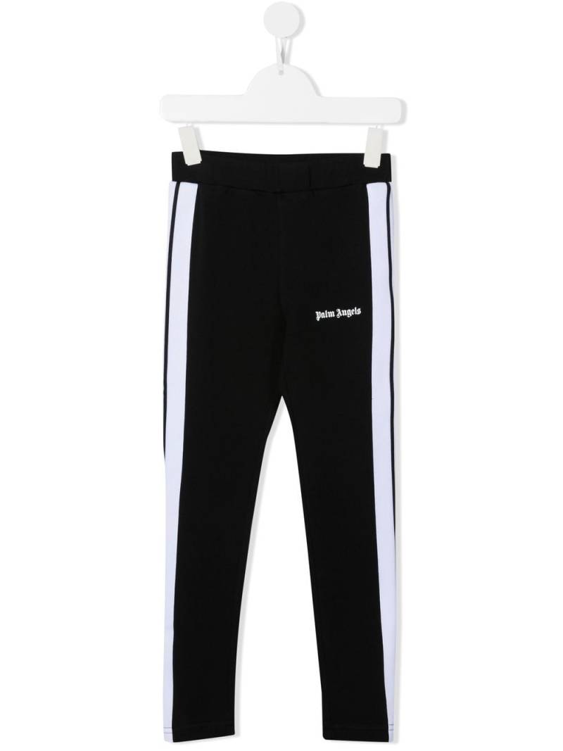 Palm Angels Kids logo print side-stripe leggings - Black von Palm Angels Kids