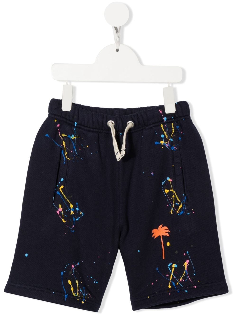 Palm Angels Kids paint-splatter cotton shorts - Blue von Palm Angels Kids