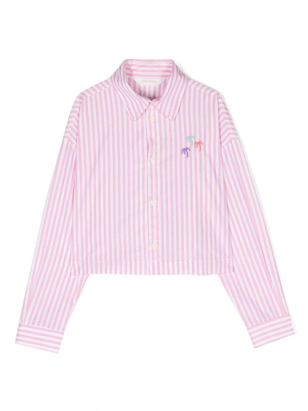 Palm Angels Kids striped cropped cotton shirt - Pink von Palm Angels Kids