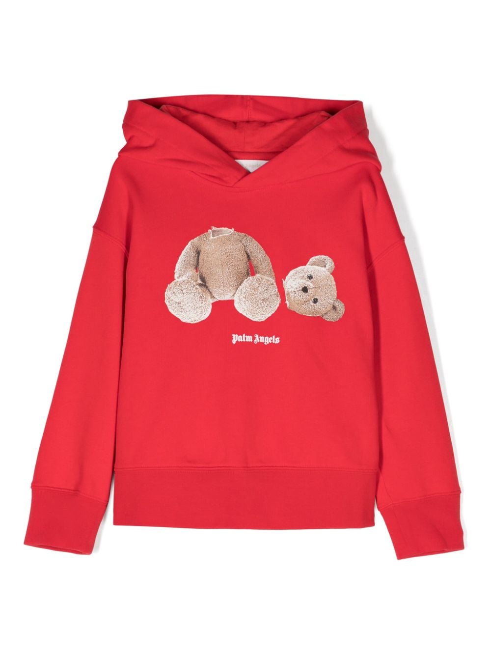 Palm Angels Kids teddy bear-print cotton hoodie - Red von Palm Angels Kids