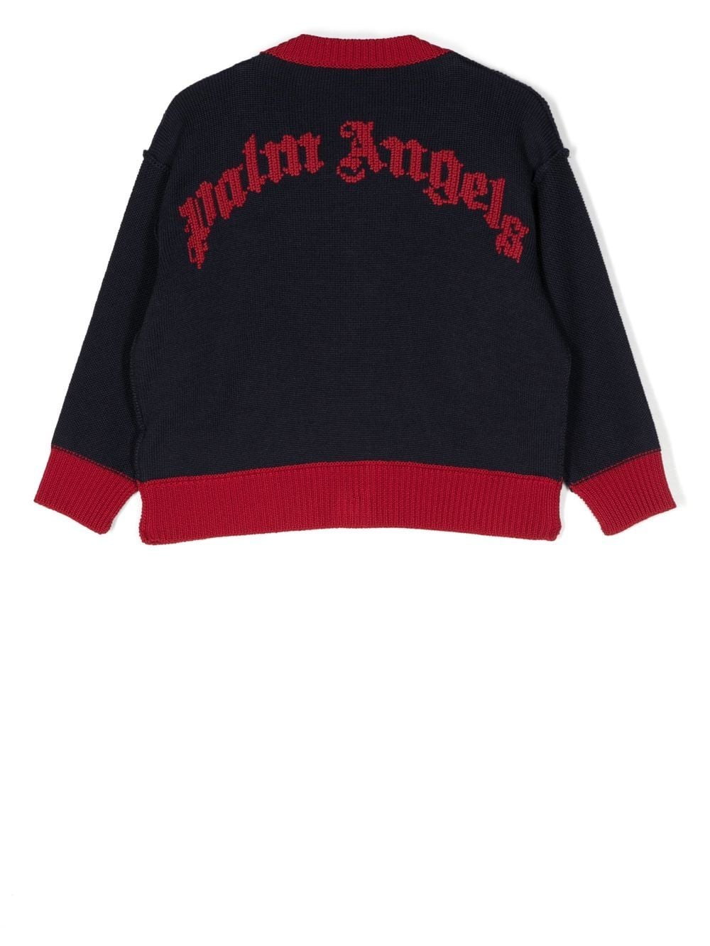 Palm Angels Kids two-tone wool cardigan - Blue von Palm Angels Kids