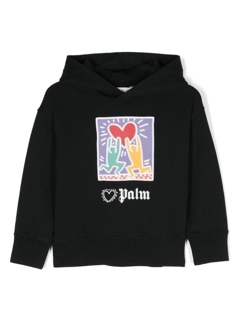 Palm Angels Kids x Keith Haring cotton hoodie - Black von Palm Angels Kids