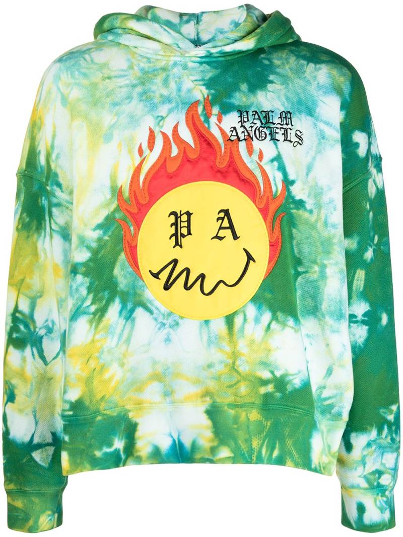 Palm Angels Burning Head tie-dye hoodie - Green von Palm Angels